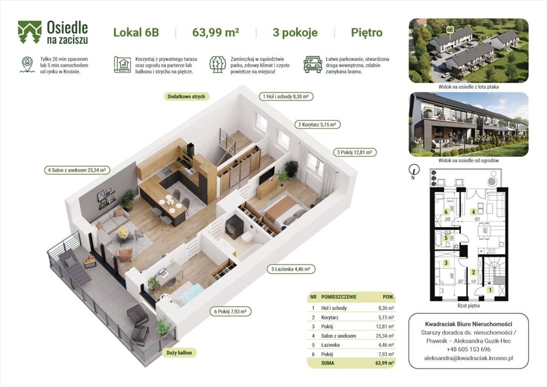 Mieszkanie trzypokojowe na sprzedaż Krosno, Powstańców Śląskich  55m2 Foto 8