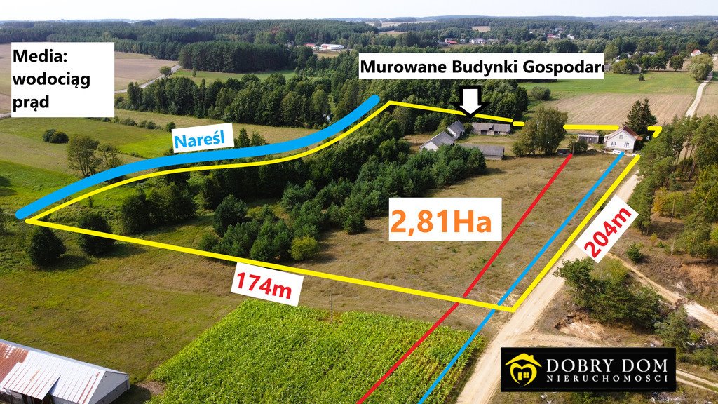 Dom z potencjałem na 2,81 ha z rzeką Nareśl Dudki  140m2 Foto 1