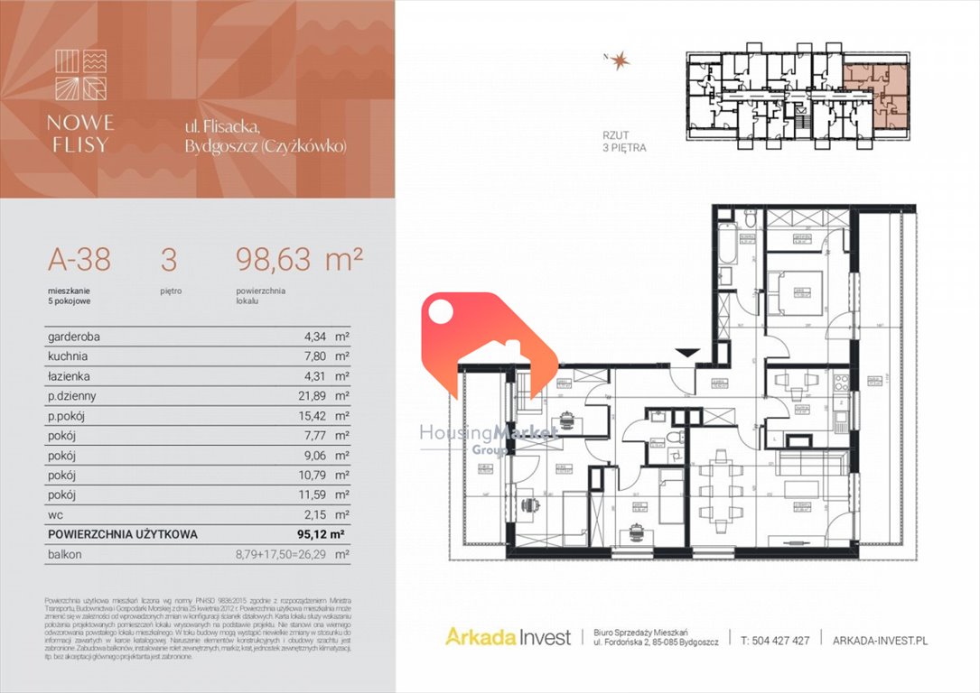 Mieszkanie na sprzedaż Bydgoszcz, Czyżkówko, Flisacka  95m2 Foto 1