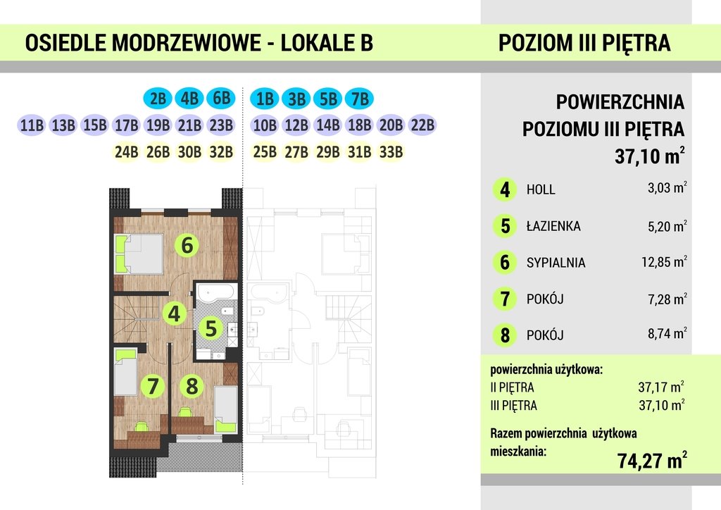 Mieszkanie czteropokojowe  na sprzedaż Łomża, Browarna  74m2 Foto 13