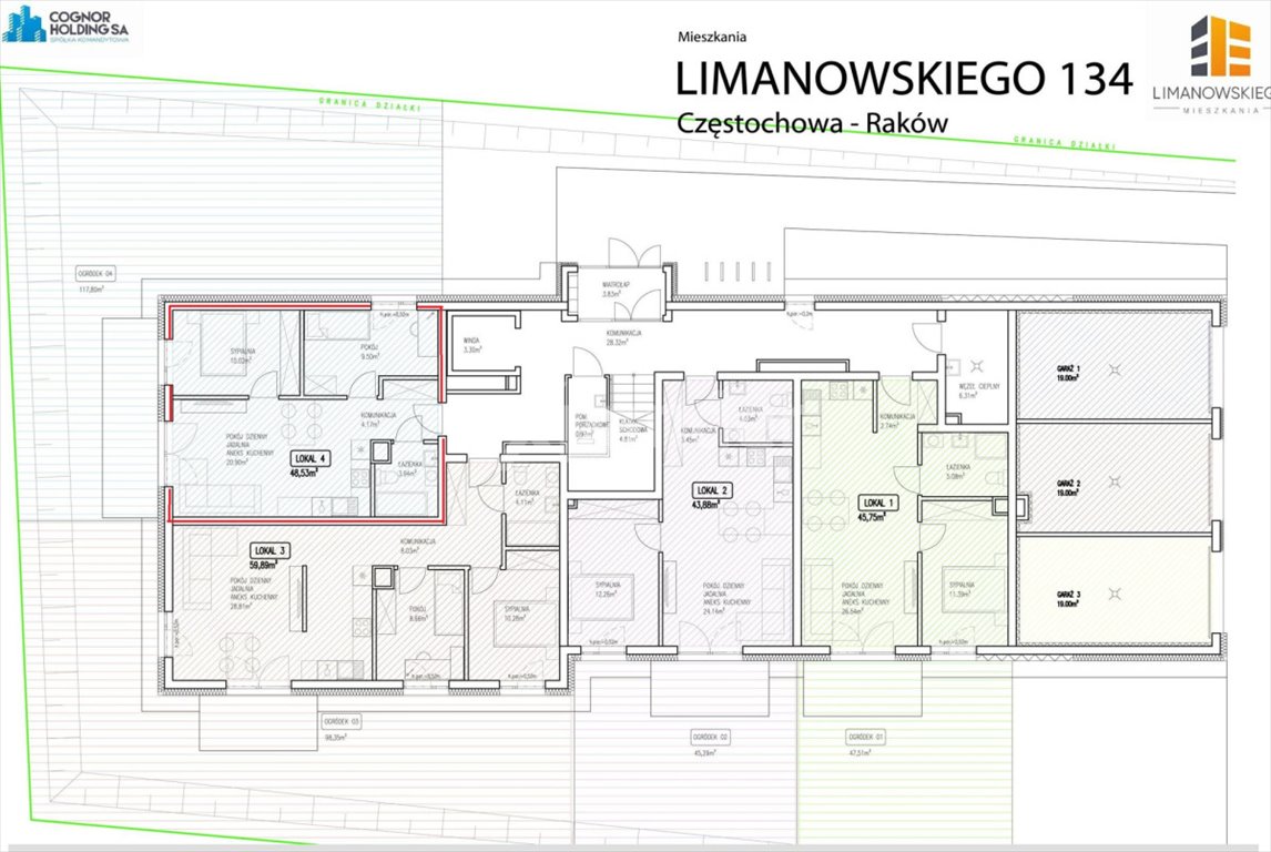 Mieszkanie trzypokojowe na sprzedaż Częstochowa, Raków, Bolesława Limanowskiego  55m2 Foto 2