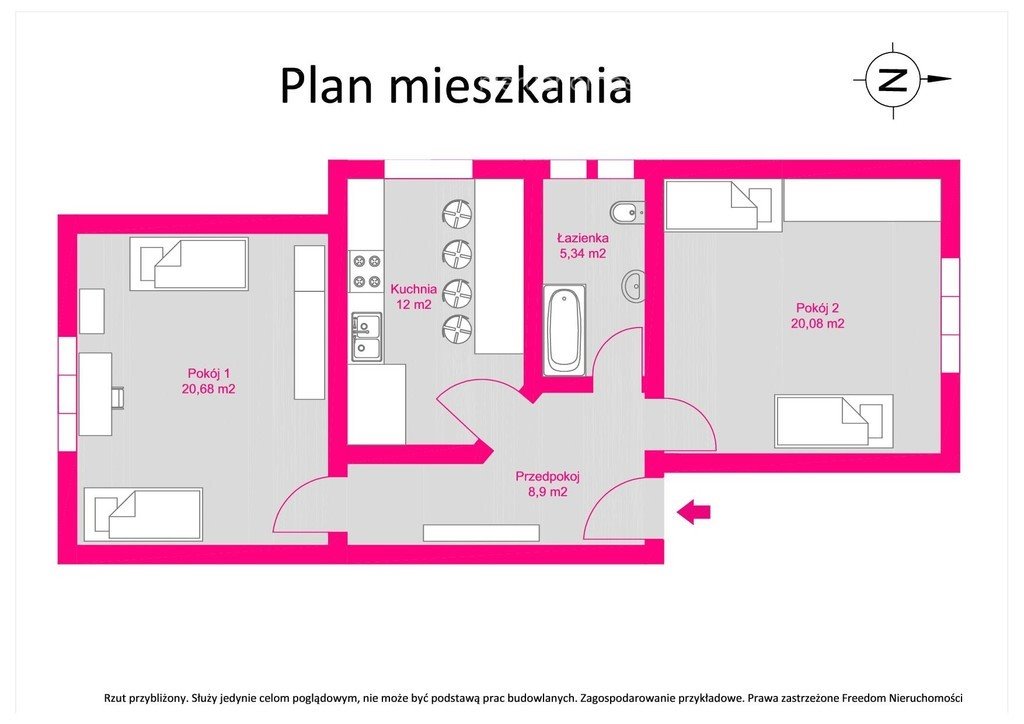 Mieszkanie dwupokojowe na wynajem Katowice, Ligota, Huculska  73m2 Foto 3