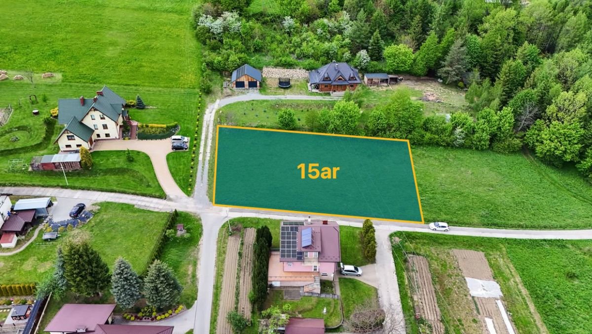 Sprzedam widokową działkę 15 arów z projektem domu w Rymanowie Posada Górna  1 497m2 Foto 1
