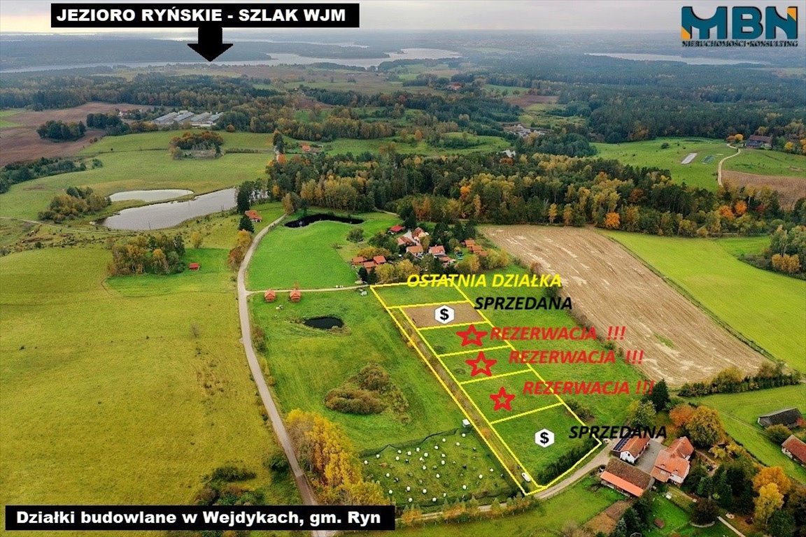 Do sprzedania działka 2256 m² nad jeziorem Ryńskim Wejdyki, Wejdyki  2 256m2 Foto 1