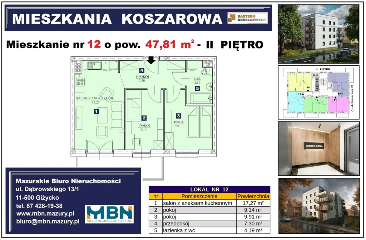 Na sprzedaż nowoczesne mieszkania z balkonami i miejscami postojowymi Giżycko, Giżycko, Giżycko  48m2 Foto 1