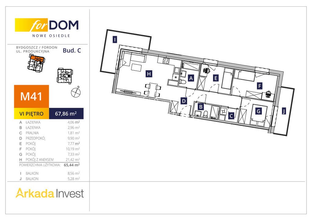 Mieszkanie czteropokojowe  na sprzedaż Bydgoszcz, Fordon, Produkcyjna  68m2 Foto 3