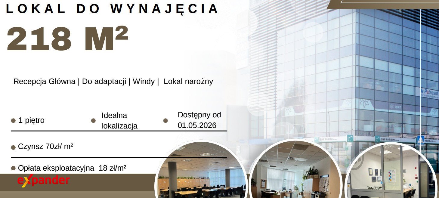 Zapraszam do wynajmu biura 218 m² w prestiżowym centrum Rzeszowa Rzeszów, Tadeusza Rejtana  218m2 Foto 1