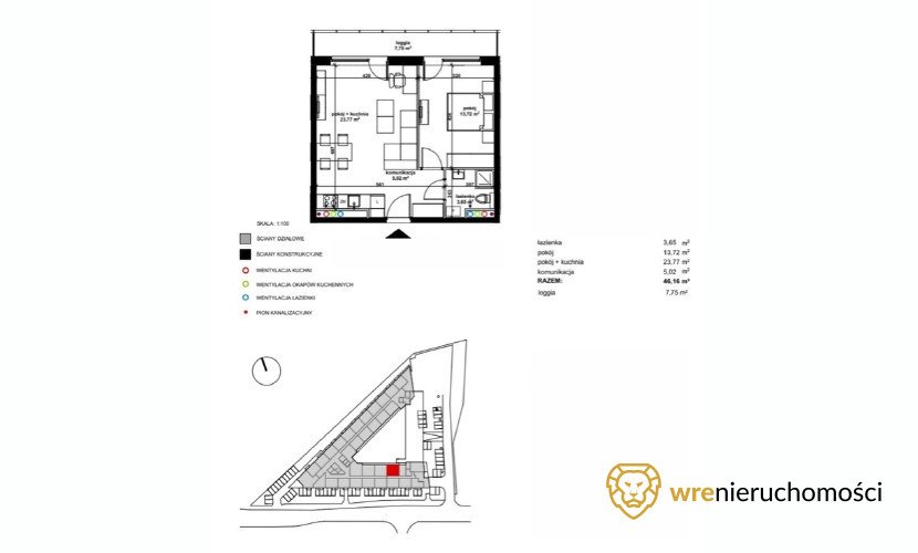 Mieszkanie dwupokojowe na sprzedaż Wrocław, Partynice, Zwycięska  46m2 Foto 2