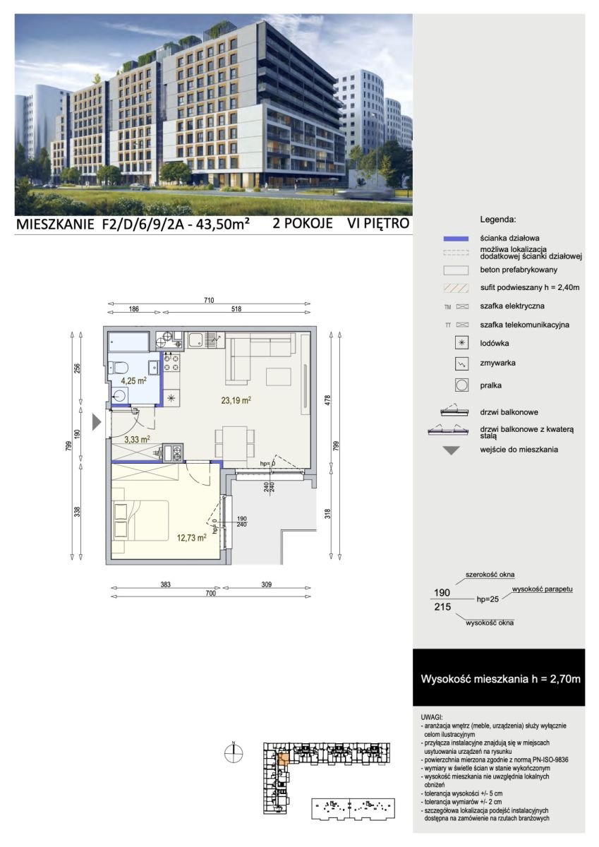 Mieszkanie dwupokojowe na sprzedaż Warszawa, Mokotów, Wołoska  44m2 Foto 3