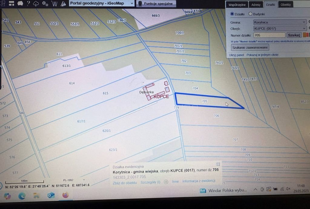 Atrakcyjny las sosnowy 5400 m² w Kupcach za 30 tys zł Kupce  5 400m2 Foto 1