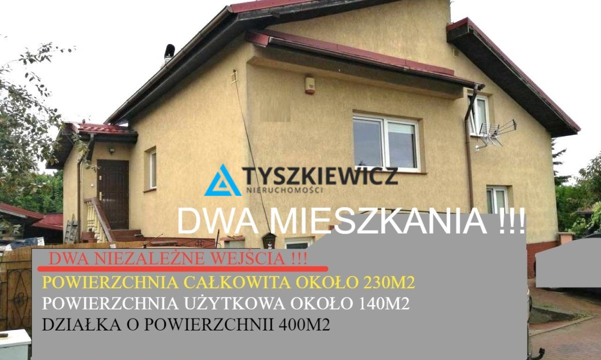 Działka z domem 230 m2, 2 mieszkania, media, ogród Gdańsk, Jasień, Kartuska  440m2 Foto 1