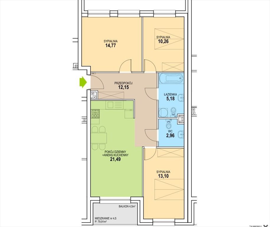 Mieszkanie czteropokojowe  na sprzedaż Zielona Góra, Śląskie, Osiedle Śląskie  80m2 Foto 1