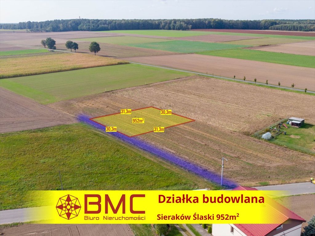 Działka budowlana na sprzedaż Sieraków Śląski, Osiedlowa  952m2 Foto 1