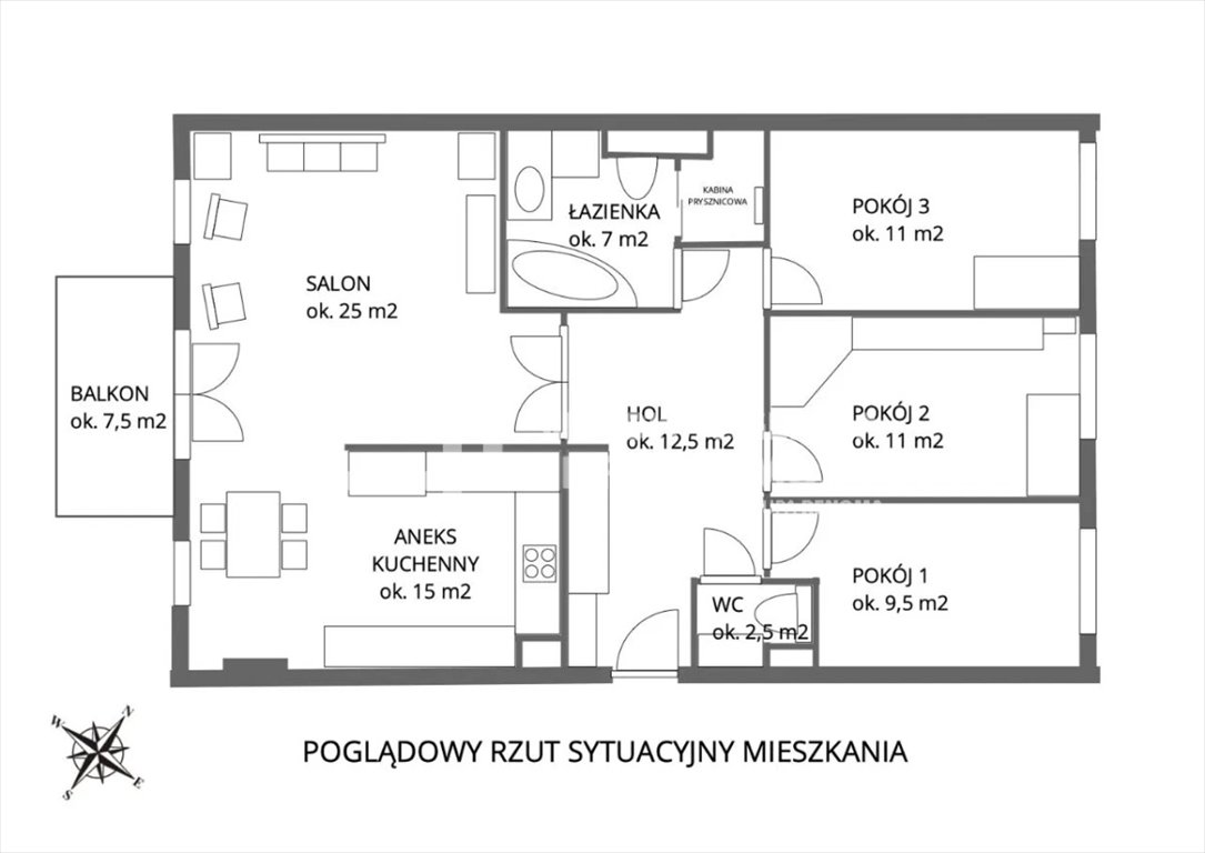 Mieszkanie czteropokojowe  na sprzedaż Gdańsk, Myśliwska  93m2 Foto 2