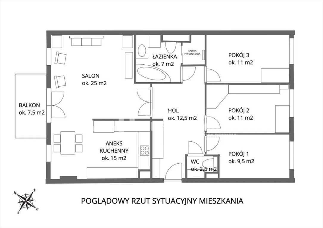 Mieszkanie czteropokojowe  na sprzedaż Gdańsk, Myśliwska  93m2 Foto 1