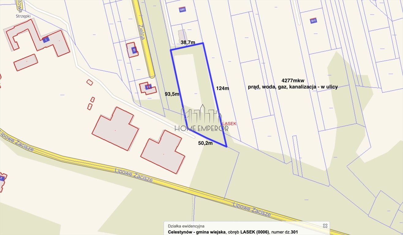 Polecam działkę 4277 m² w Lasku z mediami w drodze Lasek  4 277m2 Foto 1