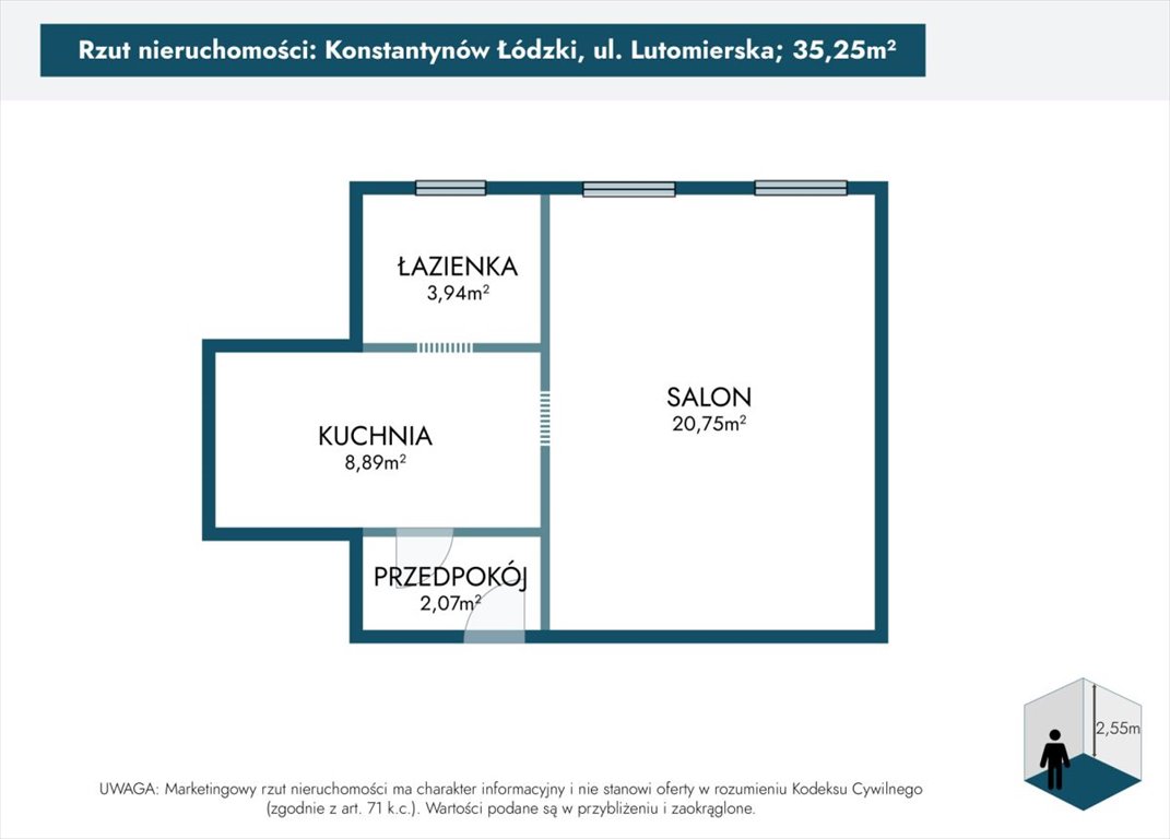 Kawalerka na sprzedaż Konstantynów Łódzki, Lutomierska  35m2 Foto 4