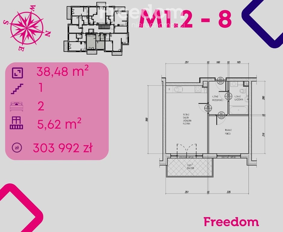 Mieszkanie dwupokojowe na sprzedaż Bonin  38m2 Foto 1
