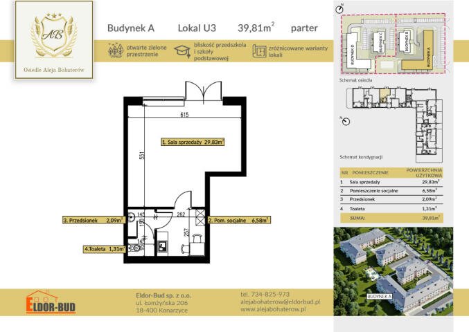 Lokal usługowy 39,81 m2 z miejscami parkingowymi i elastycznym układem Ostrów Mazowiecka, płk. Dyplomowanego Ludwika Bociańskiego  40m2 Foto 1