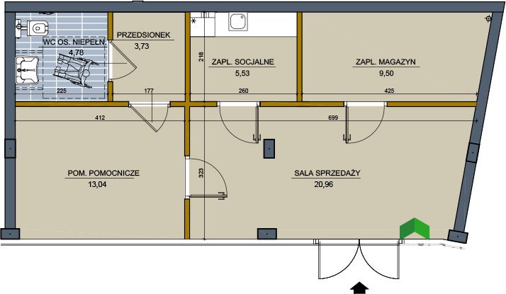 Nowoczesny lokal handlowo-usługowy 57,54 m2 w centrum Białegostoku Białystok, Centrum, Proletariacka  58m2 Foto 1