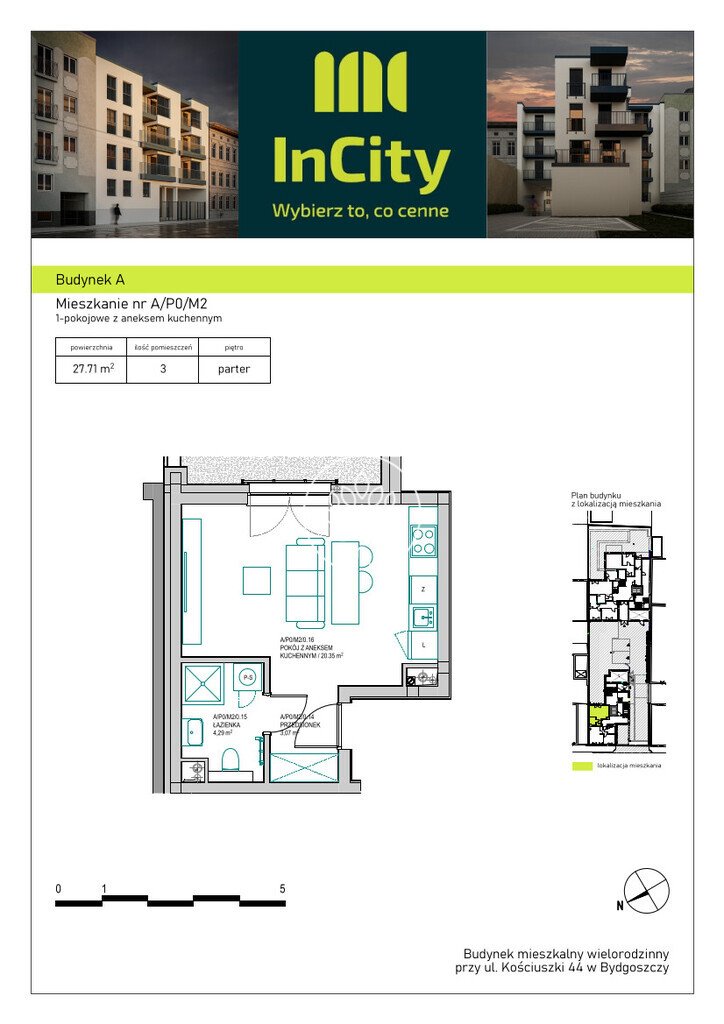 Kawalerka na sprzedaż Bydgoszcz, Śródmieście, Tadeusza Kościuszki  28m2 Foto 3