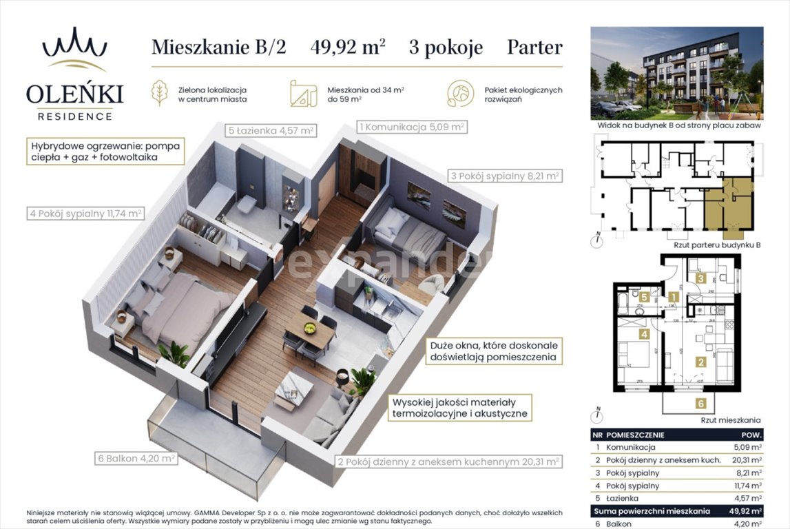 Mieszkanie trzypokojowe na sprzedaż Częstochowa, Podjasnogórska, Oleńki  51m2 Foto 2