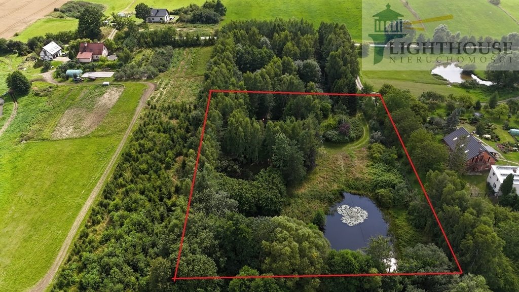 Działka z domkiem, stawem i prywatnością w Trąbkach Małych Trąbki Małe, Ogrodowa  5 500m2 Foto 1