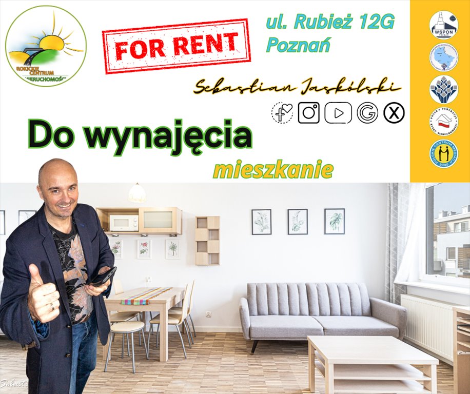 Mieszkanie dwupokojowe na wynajem Poznań, Naramowice, Rubież 12G  35m2 Foto 1