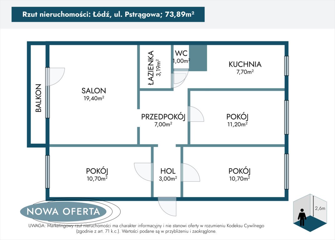 Mieszkanie czteropokojowe  na sprzedaż Łódź, Radogoszcz, Pstrągowa  74m2 Foto 4