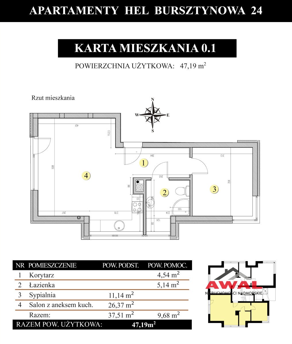 Mieszkanie dwupokojowe na sprzedaż Hel, Bursztynowa  47m2 Foto 7