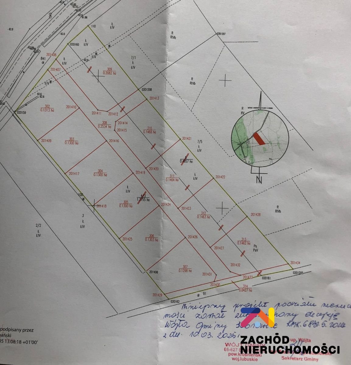 Działki budowlane w Barłogach z mediami i decyzją o zabudowie Barłogi  1 313m2 Foto 1