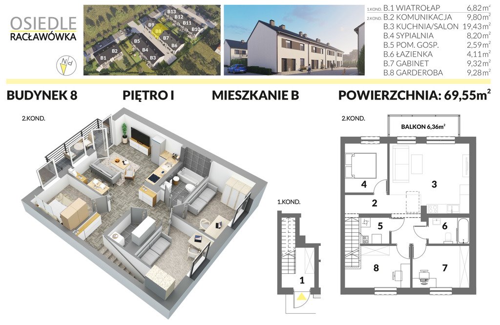 Mieszkanie czteropokojowe  na sprzedaż Rzeszów, Zwięczyca  70m2 Foto 3