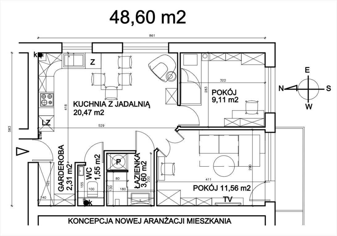 Mieszkanie trzypokojowe na sprzedaż Łódź, Górna, Piękna  48m2 Foto 12