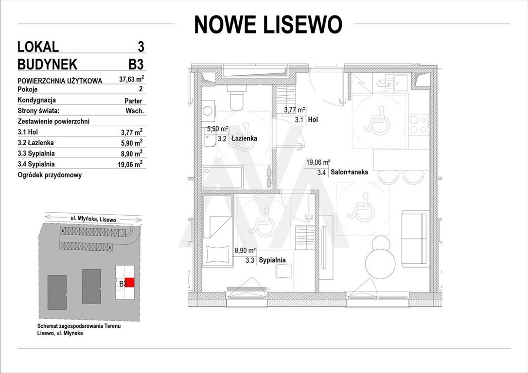 Mieszkanie trzypokojowe na sprzedaż Krokowa, Nowe Lisewo, Nowe Lisewo, Lisewska  47m2 Foto 10