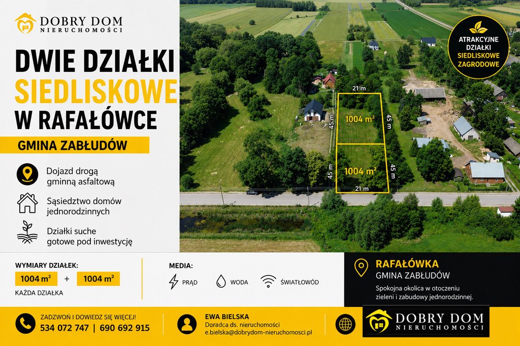 Działka siedliskowa 1004 m² z mediami, asfalt - polecam! Rafałówka  1 004m2 Foto 1
