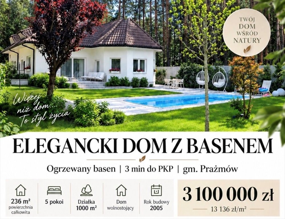 Dom z basenem - 236 m² - 1000 m² działki - blisko PKP Prażmów  236m2 Foto 1