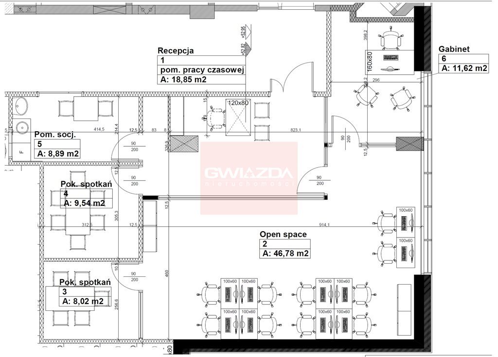 Nowoczesne biuro 103 m² z widokiem na Warszawę, klimatyzacja Warszawa, Śródmieście  103m2 Foto 1