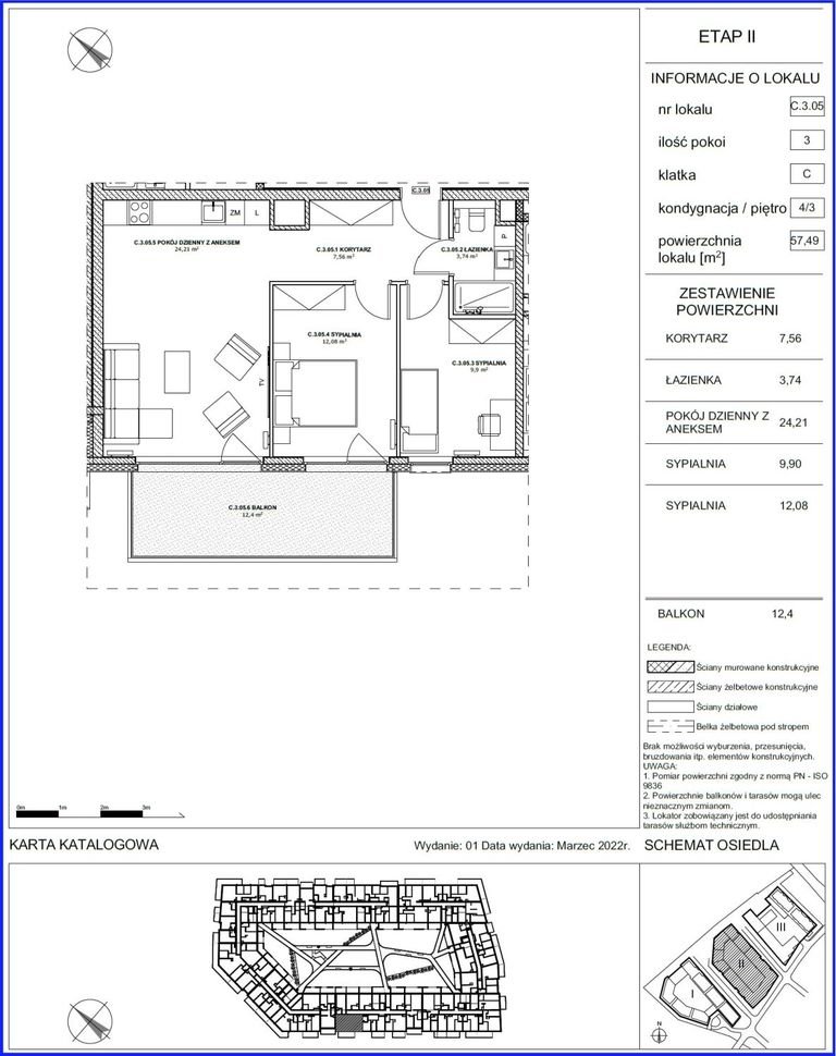 Mieszkanie trzypokojowe na sprzedaż Szczecin, Łasztownia, Celna  57m2 Foto 3