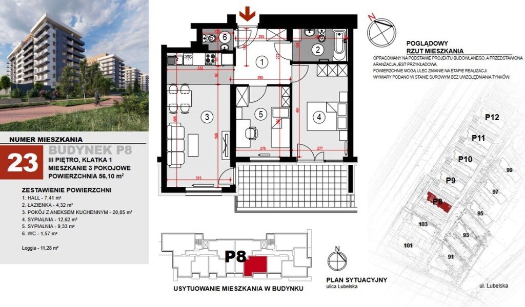 Mieszkanie trzypokojowe na sprzedaż Rzeszów, Lubelska  56m2 Foto 4