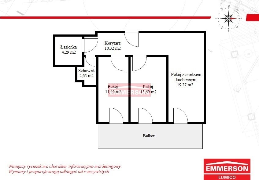 Mieszkanie trzypokojowe na sprzedaż Kraków  62m2 Foto 2