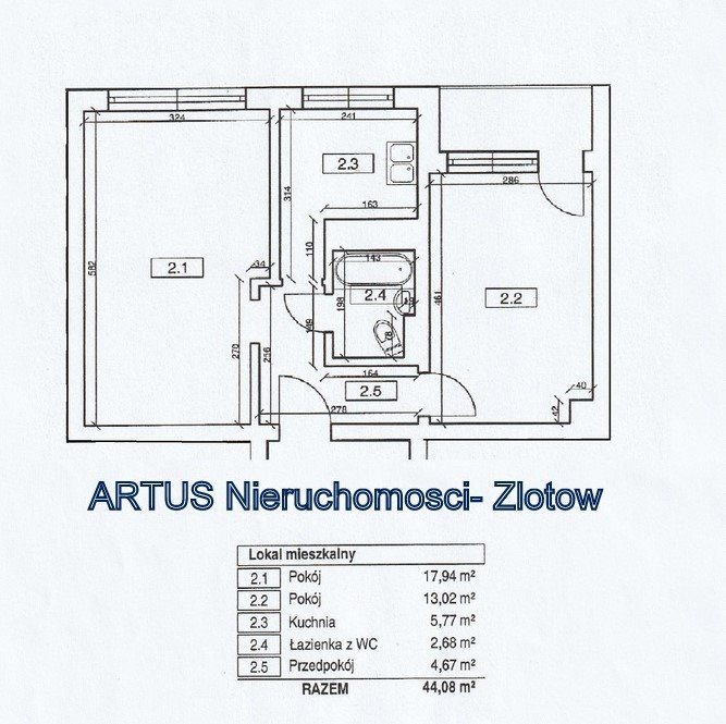 Mieszkanie dwupokojowe na sprzedaż Złotów  44m2 Foto 18