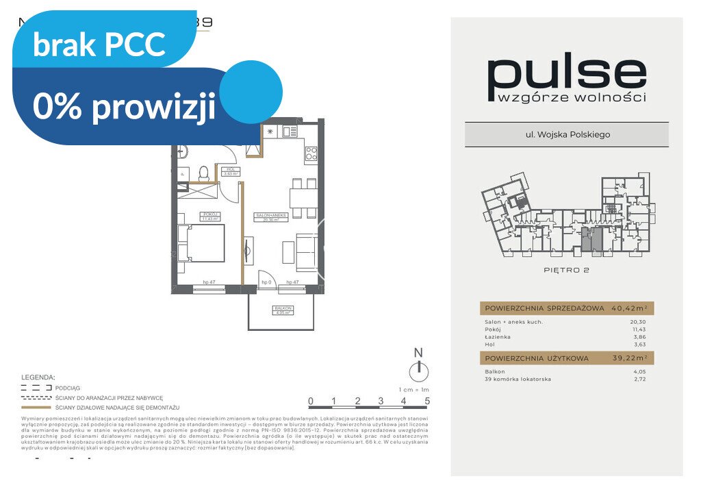 Zapraszam do obejrzenia nowoczesnego 2-pokojowego mieszkania z balkonem w Bydgoszczy Bydgoszcz, Wzgórze Wolności, Wojska Polskiego  39m2 Foto 1