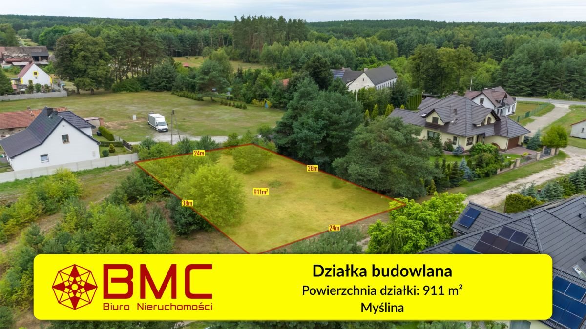 Działka budowlana 911 m² w spokojnej okolicy, media, decyzja Myślina, Parkingowa  911m2 Foto 1