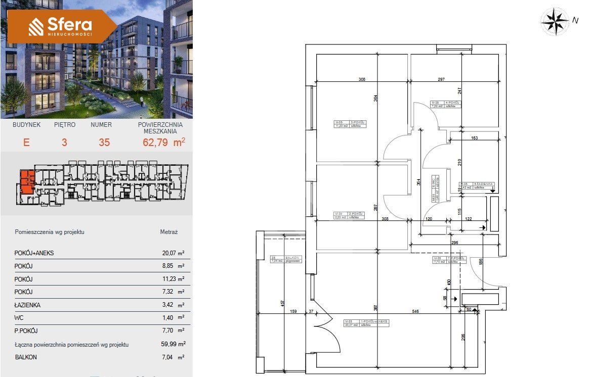 Mieszkanie trzypokojowe na sprzedaż Bydgoszcz, Centrum  60m2 Foto 8