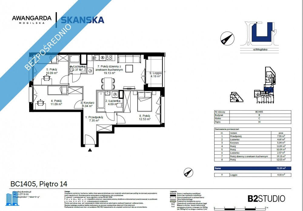Zapraszam do 72 m² na 14. piętrze z panoramicznym widokiem Kraków, Prądnik Czerwony, Mogilska  72m2 Foto 1