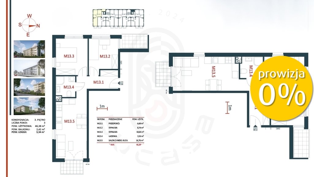 Mieszkanie trzypokojowe na sprzedaż Kraków, Edwarda Szymańskiego  47m2 Foto 1