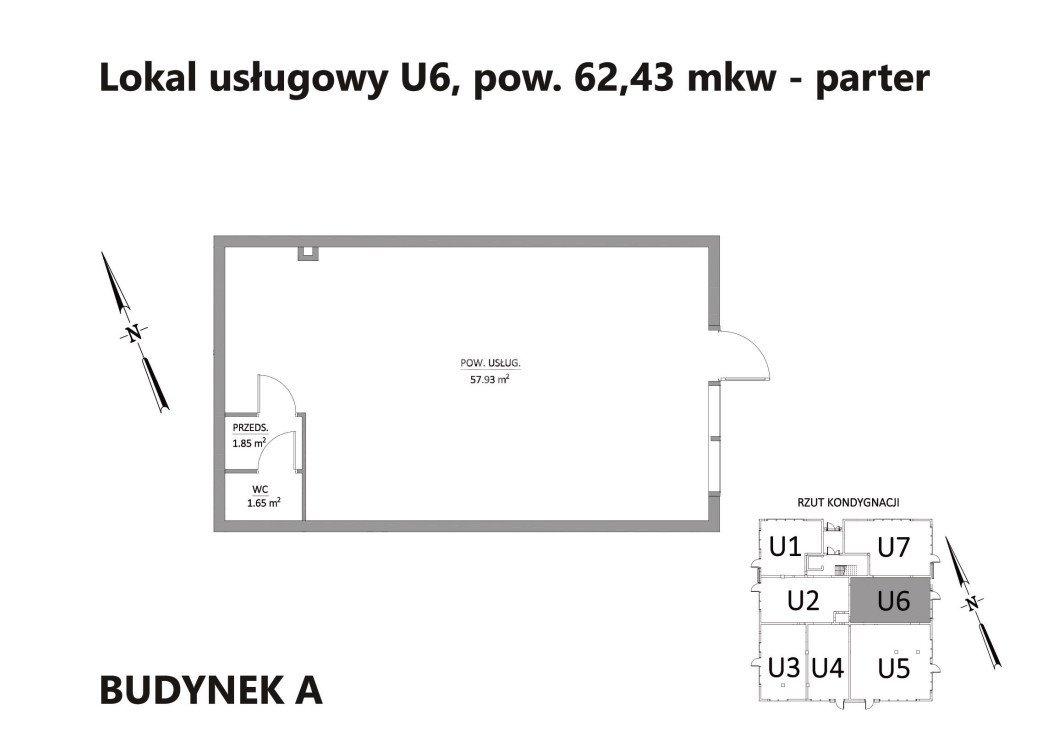 Lokal użytkowy 62,43 m2, brak PCC, gotowy do wynajmu Wrocław, Brochów, Syryjska  62m2 Foto 1