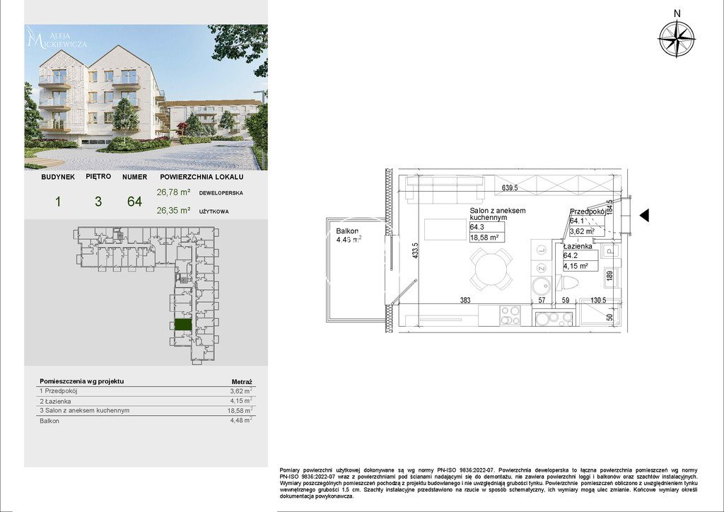 Nowoczesne 26,35 m² mieszkanie w Osielsku z potencjałem Osielsko, Aleja Adama Mickiewicza  26m2 Foto 1