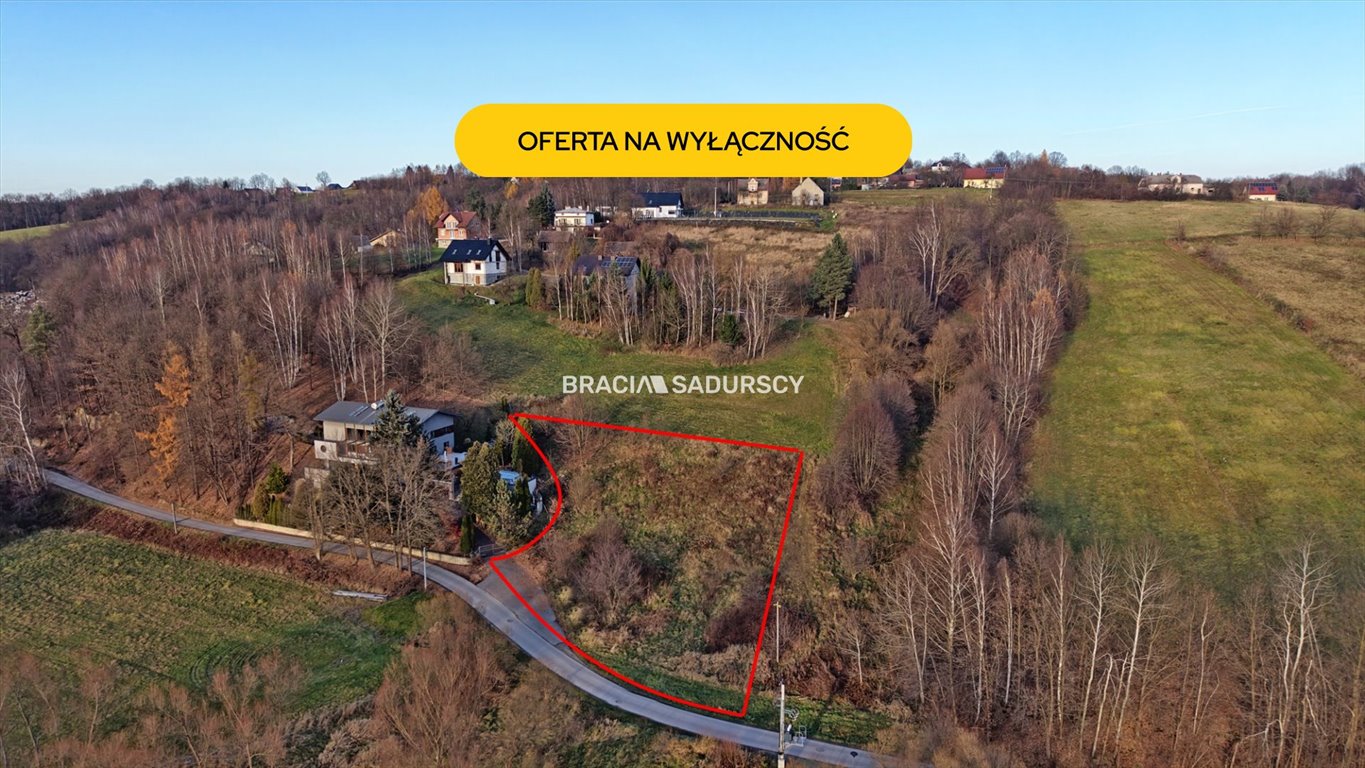 Widokowa działka budowlana 22,53 ar z mediami i planem Głogoczów  2 253m2 Foto 1