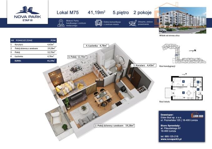 Mieszkanie dwupokojowe na sprzedaż Łomża, Akademicka  41m2 Foto 1